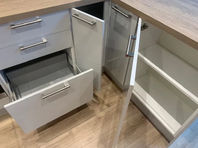 Clean office drawers and cupboards open, showcasing Spotclean Ltd's Barking services.