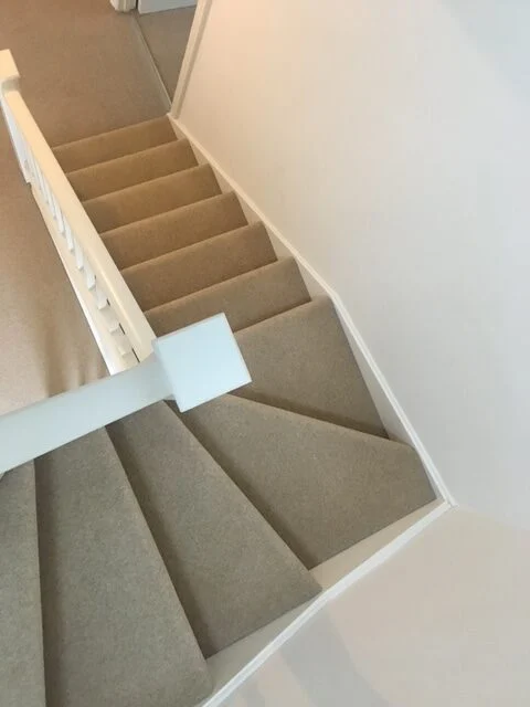 Clean carpeted stairs in an office, showcasing Spotclean Ltd's expertise.